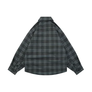 Balenciaga Blue Grey Check Quilted Jacket Back view