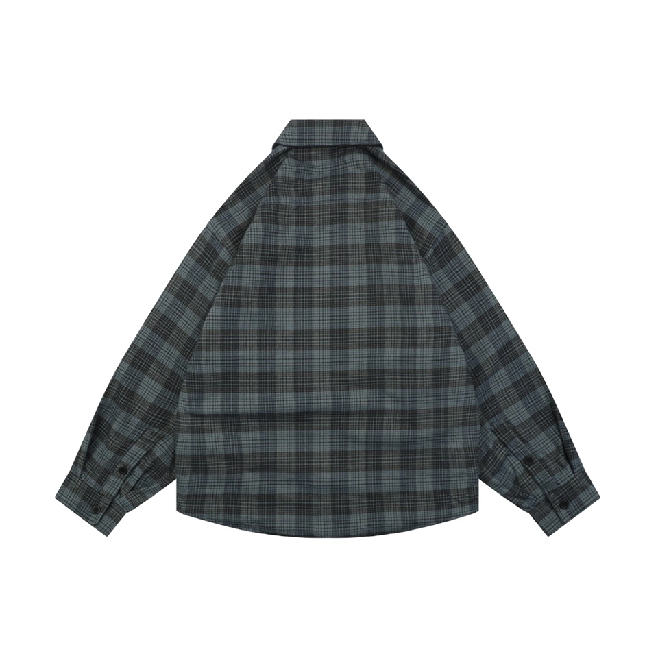 Balenciaga Blue Grey Check Quilted Jacket Back view