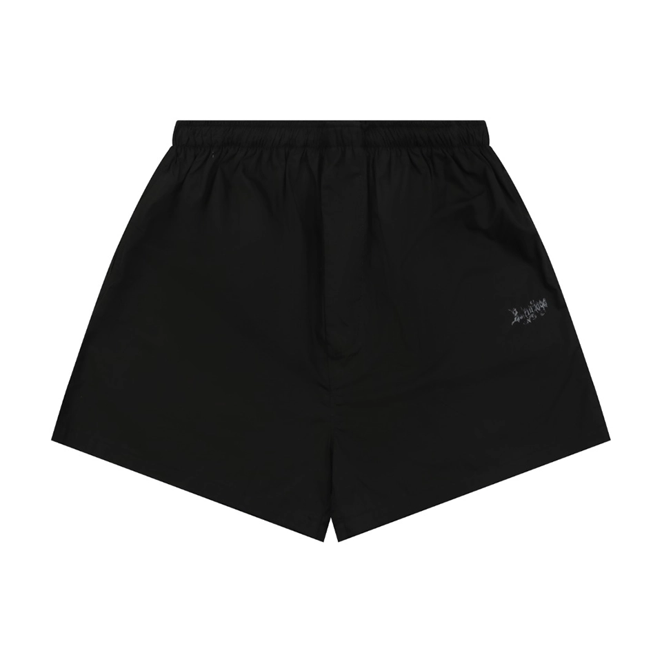 Balenciaga Distressed Gothic Script Print Shorts Front view