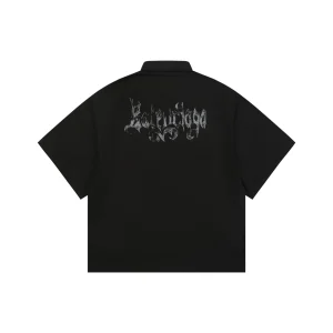 Balenciaga Distressed Gothic Script Print T-Shirt Back view