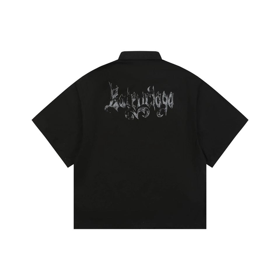 Balenciaga Distressed Gothic Script Print T-Shirt Back view