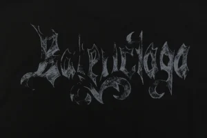 Balenciaga Distressed Gothic Script Print T-Shirt Back Print