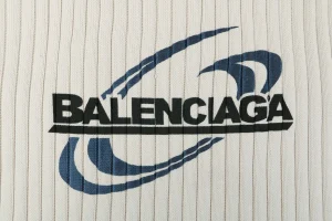 Balenciaga Wave Logo Ribbed Half-Zip Sweater Back Print