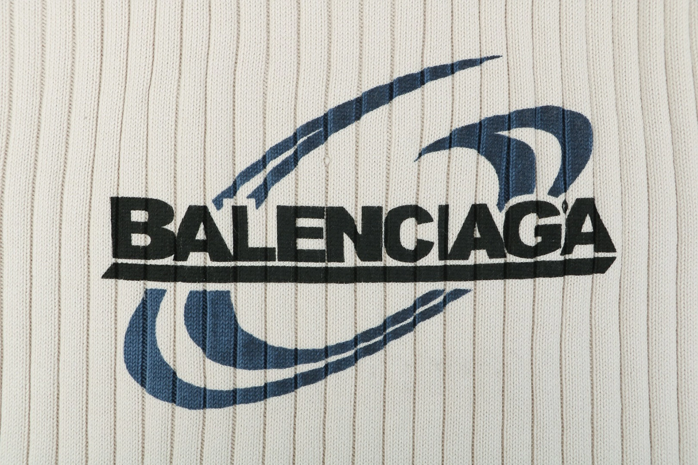 Balenciaga Wave Logo Ribbed Half-Zip Sweater Back Print