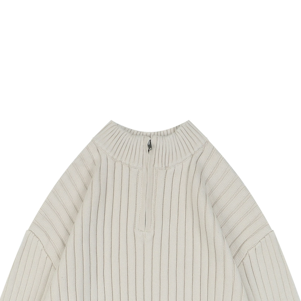 Balenciaga Wave Logo Ribbed Half-Zip Sweater