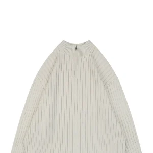 Balenciaga Wave Logo Ribbed Half-Zip Sweater
