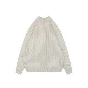 Balenciaga Wave Logo Ribbed Half-Zip Sweater