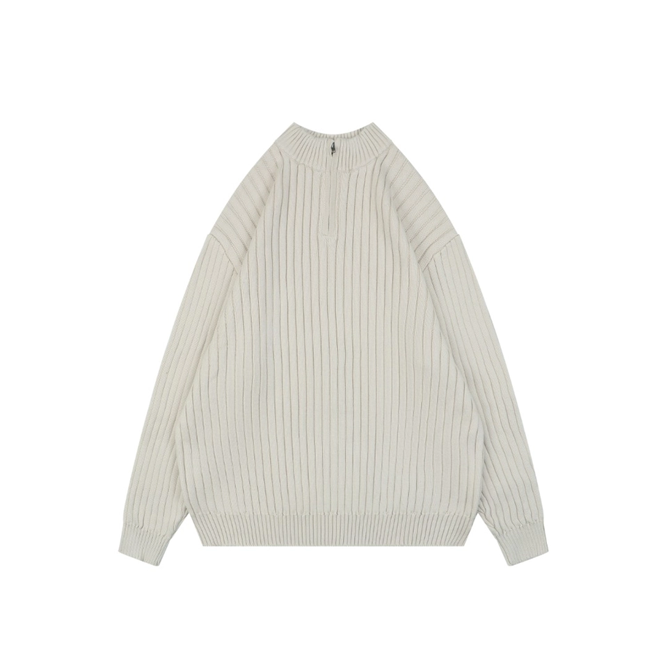 Balenciaga Wave Logo Ribbed Half-Zip Sweater