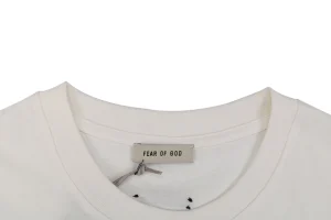 Fear of God Essentials Three Bars Silicone Logo T-Shirt White Collar