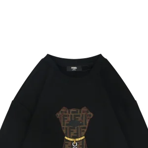 Fendi FF Dog Embroidered Crewneck Sweatshirt Black