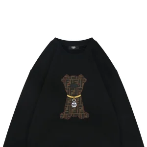 Fendi FF Dog Embroidered Crewneck Sweatshirt Black
