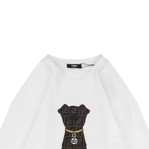 Fendi FF Dog Embroidered Crewneck Sweatshirt White
