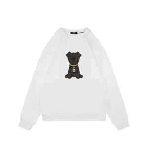 Fendi FF Dog Embroidered Crewneck Sweatshirt White Front view