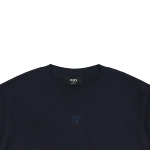 Fendi Tonal FF Embroidered Knit T-Shirt Black