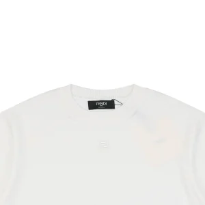 Fendi Tonal FF Embroidered Knit T-Shirt White