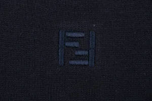 Fendi Tonal FF Embroidered Knit T-Shirt Black Brand
