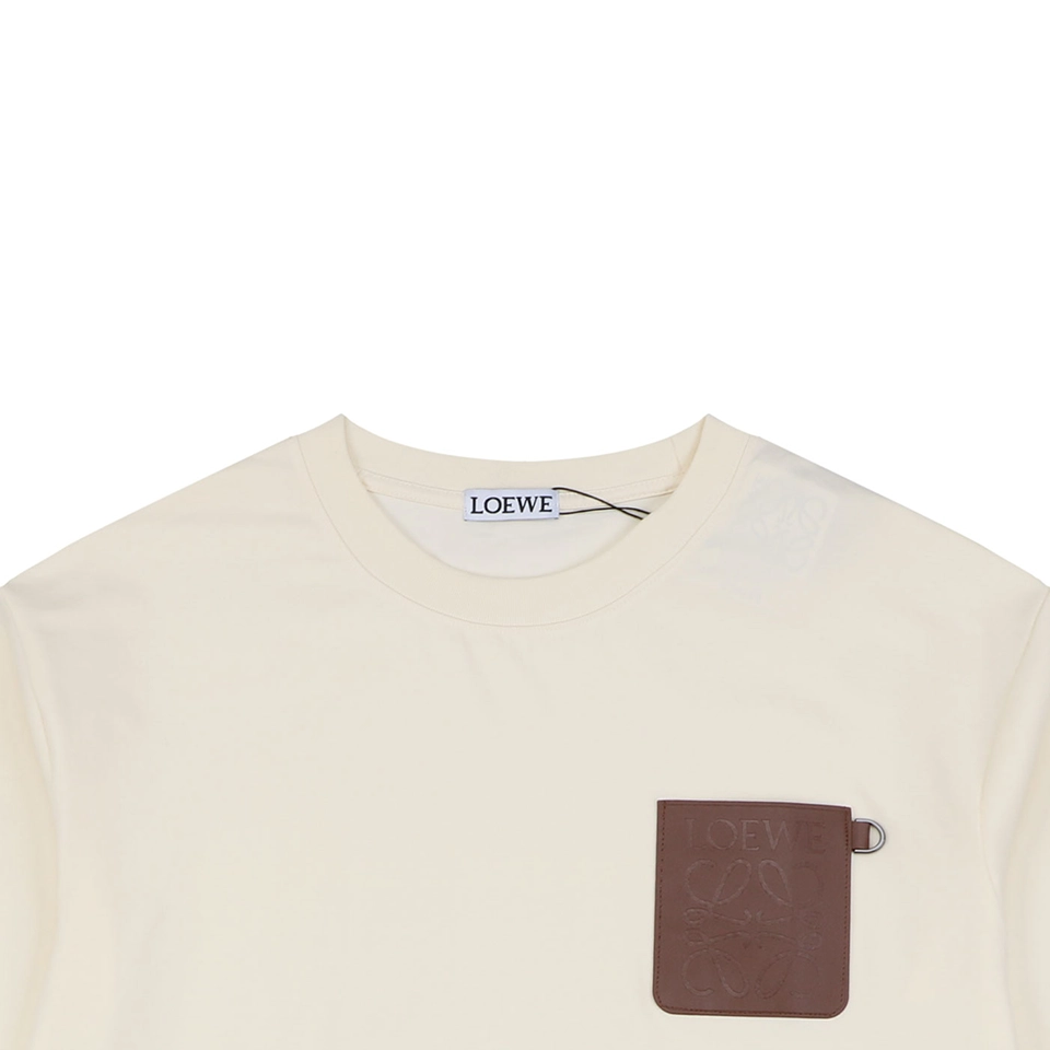 Loewe Anagram Leather Pocket T-Shirt Beige
