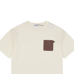 Loewe Anagram Leather Pocket T-Shirt Beige