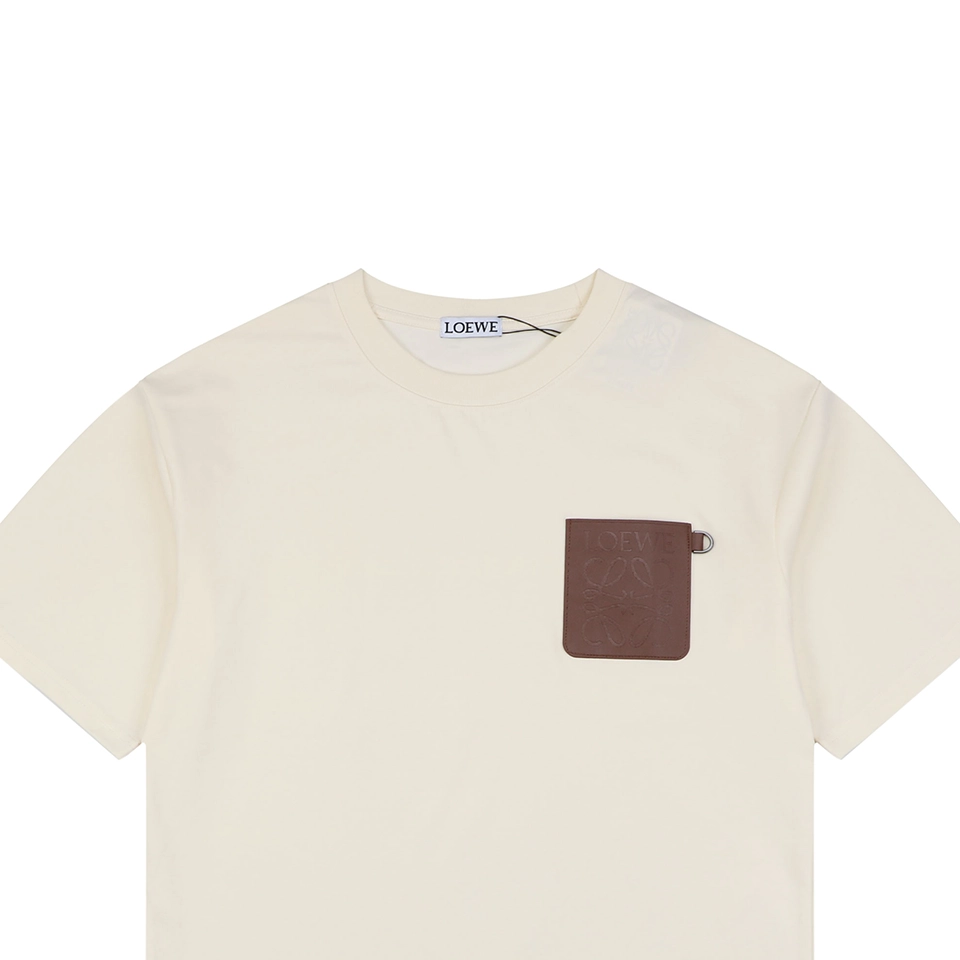 Loewe Anagram Leather Pocket T-Shirt Beige