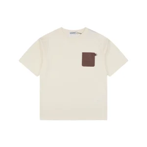 Loewe Anagram Leather Pocket T-Shirt Beige Front view