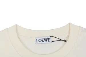 Loewe Anagram Leather Pocket T-Shirt Beige Collar