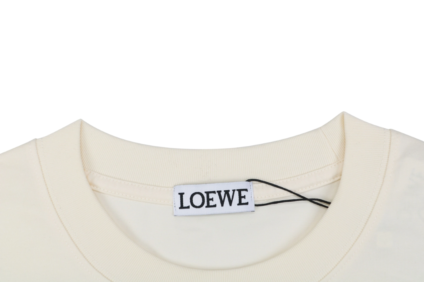 Loewe Anagram Leather Pocket T-Shirt Beige Collar
