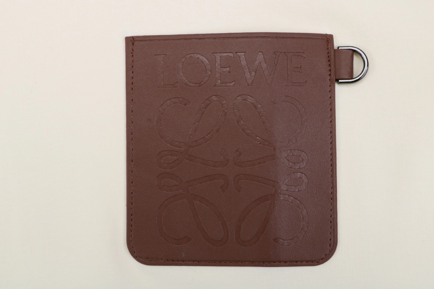 Loewe Anagram Leather Pocket T-Shirt Beige Front Pocket