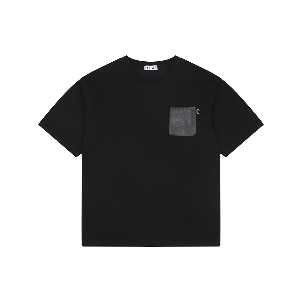 Loewe Anagram Leather Pocket T-Shirt Black Front view