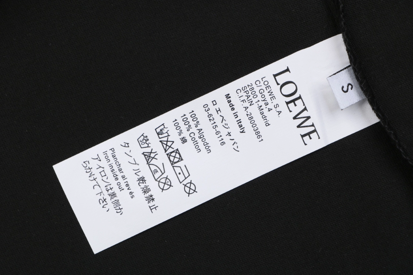 Loewe Anagram Leather Pocket T-Shirt Black Wash label