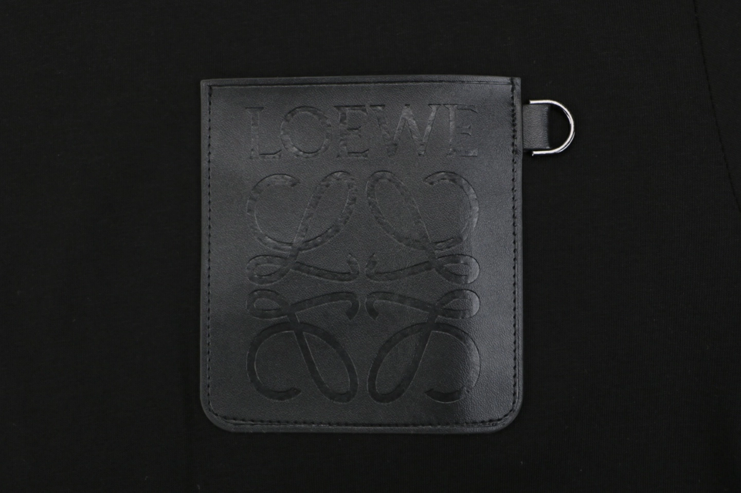 Loewe Anagram Leather Pocket T-Shirt Black Front Pocket
