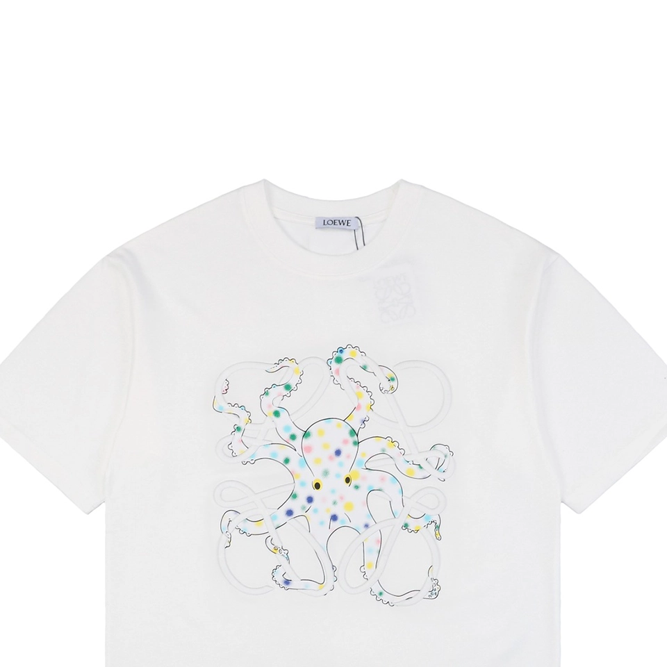 Loewe Colorful Octopus Anagram Embroidered T-Shirt