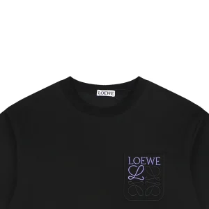 Loewe Pocket Contrast Anagram Embroidery T-Shirt Black