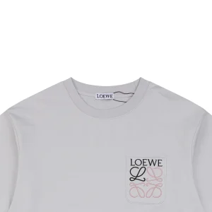 Loewe Pocket Contrast Anagram Embroidery T-Shirt Grey