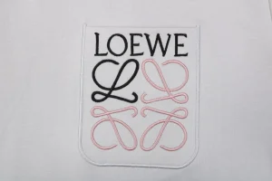 Loewe Pocket Contrast Anagram Embroidery T-Shirt Grey Front Brand