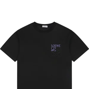 Loewe Pocket Contrast Anagram Embroidery T-Shirt Black