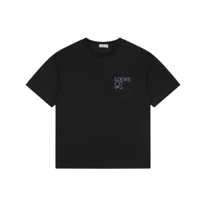 Loewe Pocket Contrast Anagram Embroidery T-Shirt Black Front view