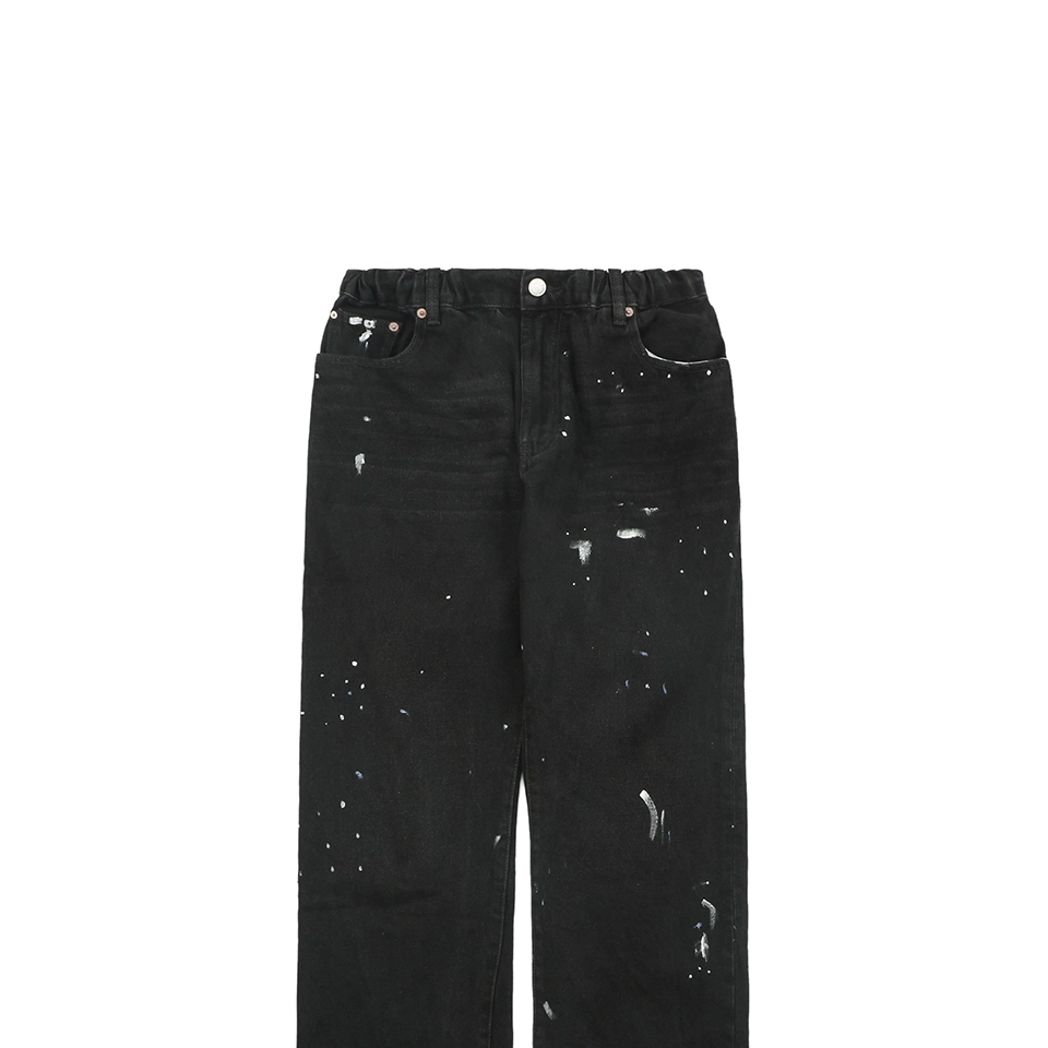Maison Margiela Paint Splatter Distressed Black Denim Pants