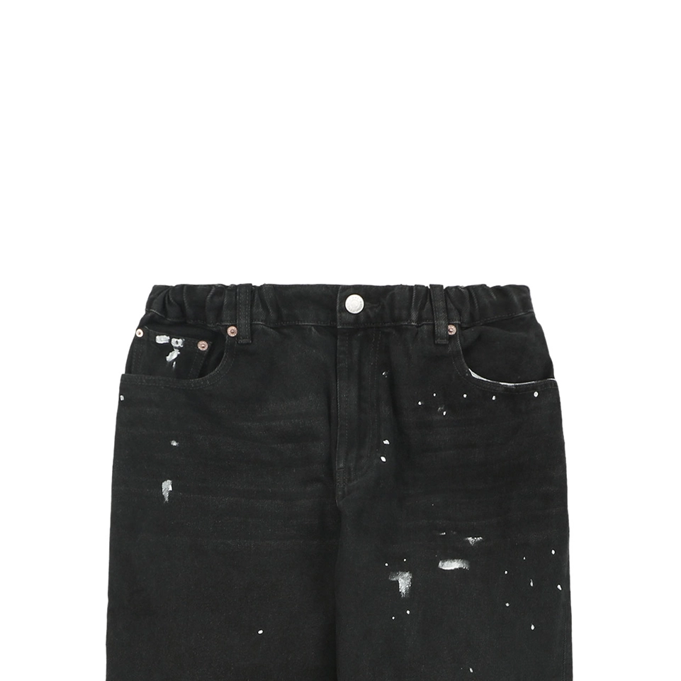 Maison Margiela Paint Splatter Distressed Black Denim Pants