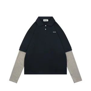 Miu Miu Layered Stripe Polo Shirt Front view