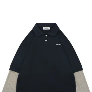 Miu Miu Layered Stripe Polo Shirt