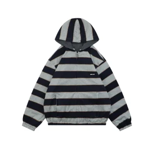 Miu Miu Reversible Striped Hooded Jacket Back side Front view