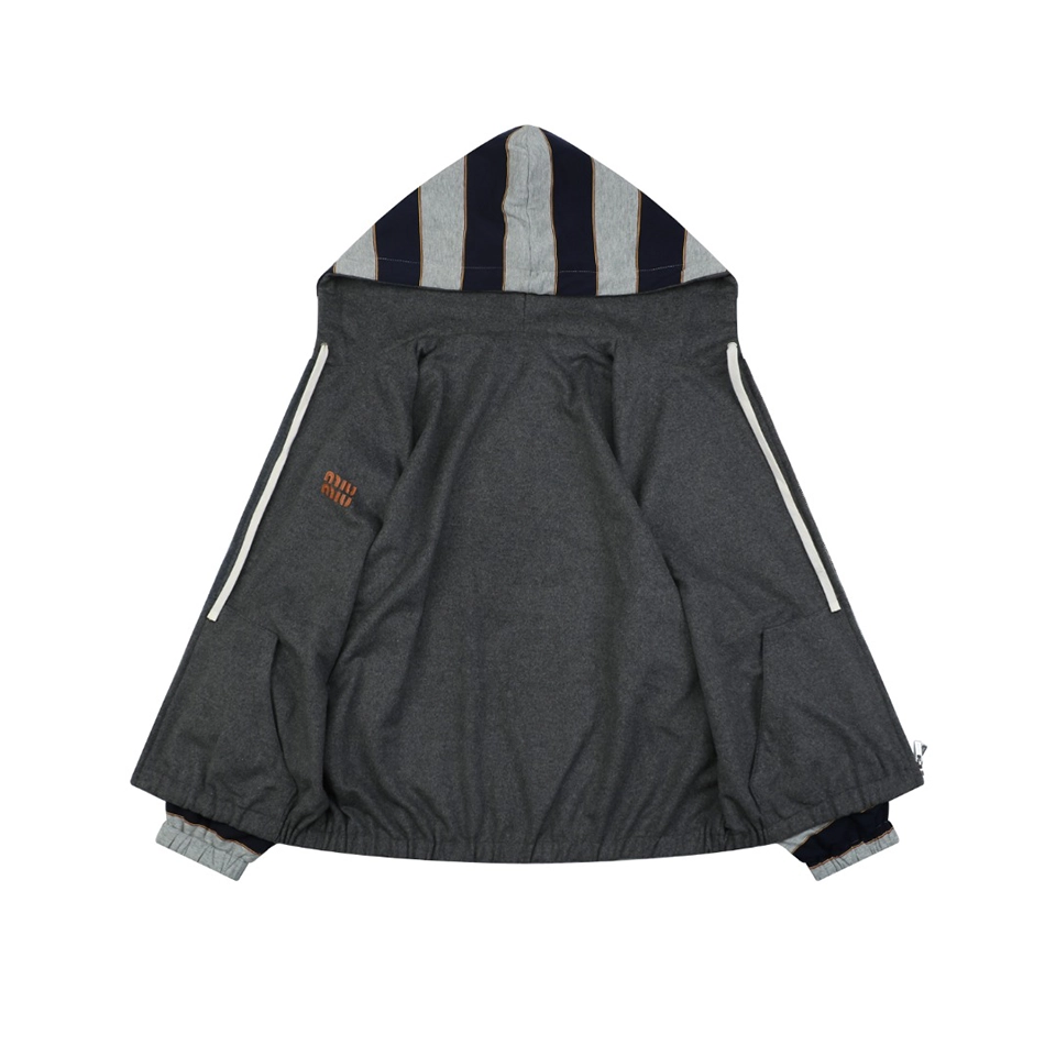 Miu Miu Reversible Striped Hooded Jacket Back side Lining