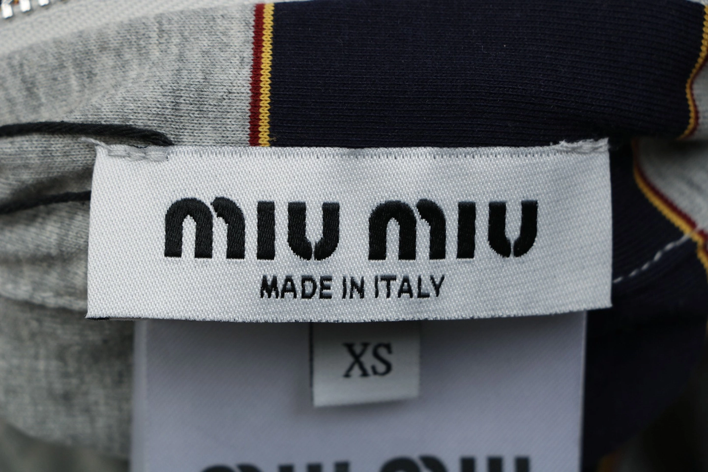 Miu Miu Reversible Striped Hooded Jacket Front side Brand label