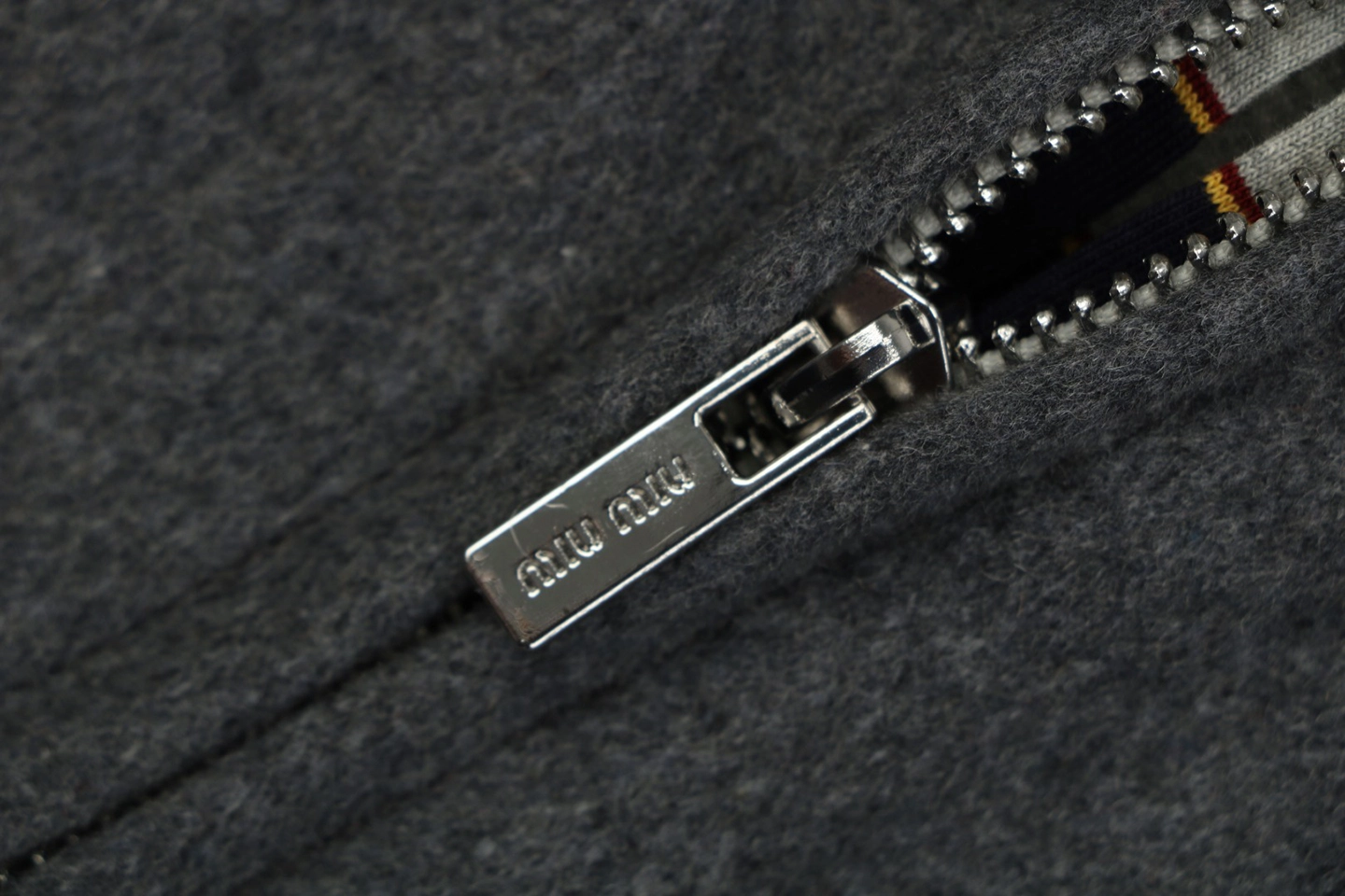 Miu Miu Reversible Striped Hooded Jacket Zipper puller