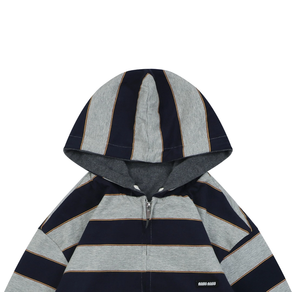 Miu Miu Reversible Striped Hooded Jacket