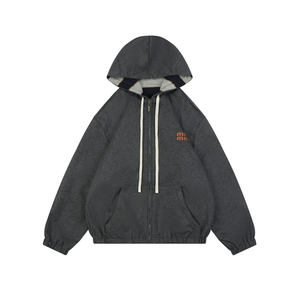 Miu Miu Reversible Striped Hooded Jacket Front view