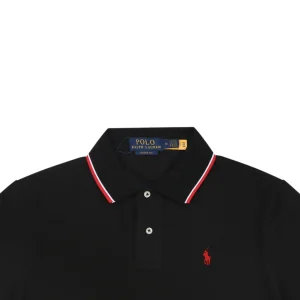 Ralph Lauren Contrast Trim Pony Embroidered Polo T-Shirt Black