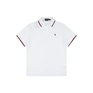 Ralph Lauren Contrast Trim Pony Embroidered Polo T-Shirt White Front view