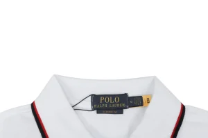 Ralph Lauren Contrast Trim Pony Embroidered Polo T-Shirt White Collar