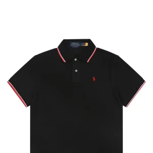 Ralph Lauren Contrast Trim Pony Embroidered Polo T-Shirt Black